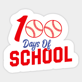 100 Days of School Apparel 100th Day Baseball Teacher Kids Sticker